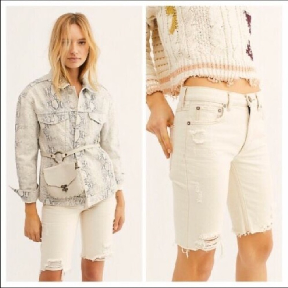 NWT FreePeople Caroline Ecru Seeded Cut Shorts